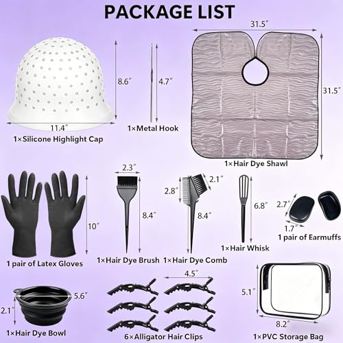 Professional Silicone Highlighting Cap Set for Hair Coloring