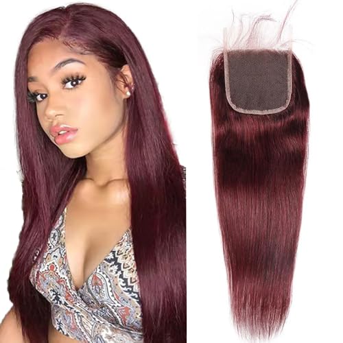 30 Inch Burgundy Lace Closure - 4x4 HD Transparent Human Hair
