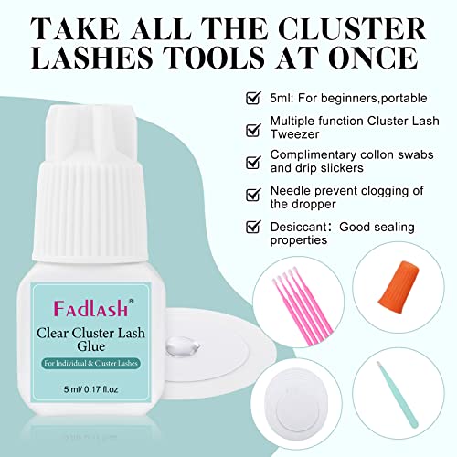 FADLASH Clear Cluster Lash Glue - Fast Drying Waterproof Eyelash Adhesive, 1 Pack