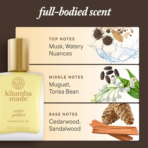Kuumba Made Water Goddess Fragrance Oil, Long-Lasting Small-Batch Perfume Roller, Vegan, Alcohol-Free, 0.5 oz