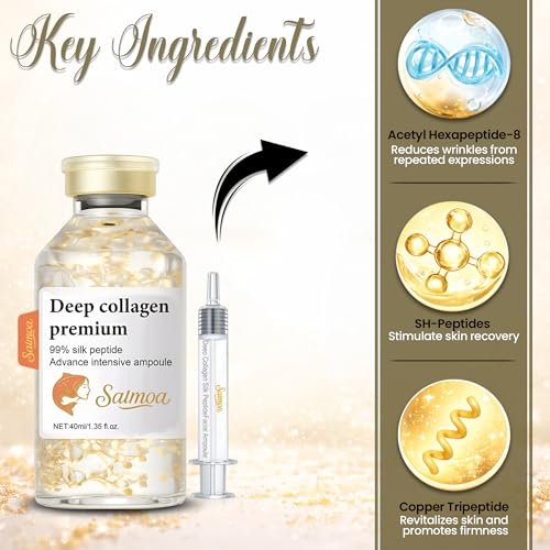 Silk Peptide Lifting Ampoule by Salmoa ? Korean Anti?Aging Serum with Collagen & 30 Peptides | Tightening, Firming, Wrinkle Repair | 72H Hydrating Peptide Complex