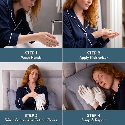 Cottonnerie 100% Cotton Moisturizing Gloves for Dry Hands