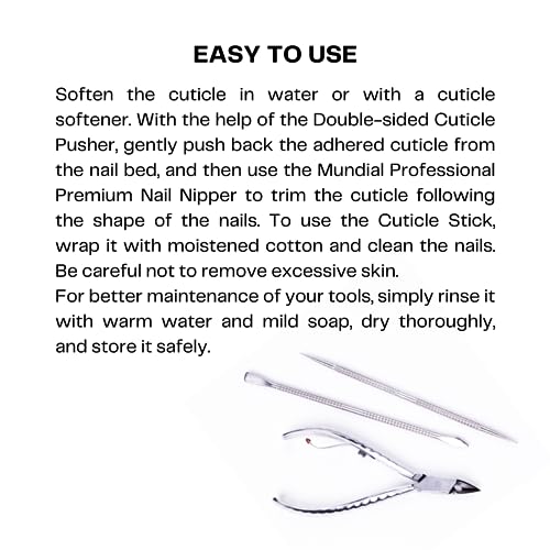 Mundial Professional Stainless Steel Cuticle Nipper 3-Piece Manicure Set