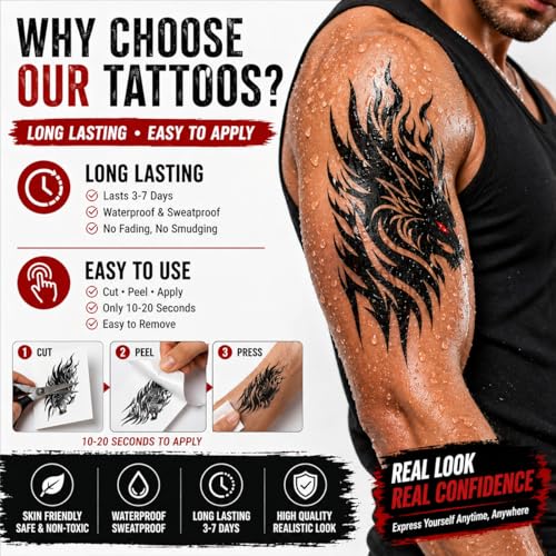 AWLEE Tribal Viking Temporary Tattoos 40 Sheets Waterproof