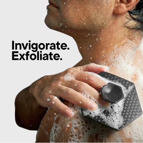 TOOLETRIES Body Scrubber 2.0 & Shower Hook - Silicone Scrubber for Cleaning and Exfoliating with Storage Hook - Extra Long Bristles with Ergonomic Handle, Long-Lasting & Easy to Clean