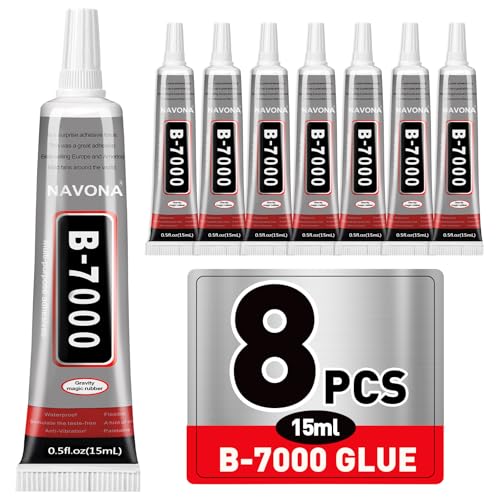 B7000 Clear Glue 15ml, 8-Pack Precision Tip for Jewelry & Nail Art