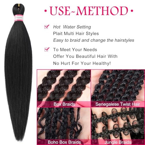 Dorsanee Pre-Stretched Braiding Hair 20" - 8 Pack Natural Black