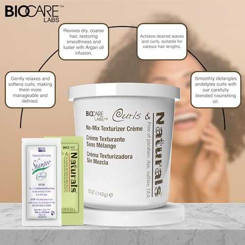 Biocare Curls & Naturals Hair Softener Kit with Moroccan Argan Oil, 5 oz
