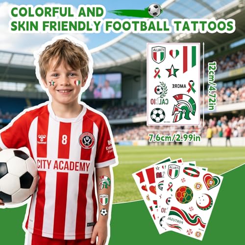 World Cup 2026 Temporary Tattoos - 15 Sheets Waterproof Soccer Fan