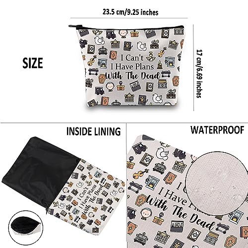 G2TUP Mortician Gift I Can't I Have Plans With The Dead Makeup Bag Funeral Director Cosmetic Bag Mortician Friend Dark Humor Gift (Plans With The Dead MB)