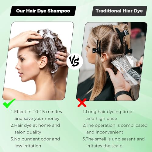BELEZALIB Black Hair Dye Shampoo for Gray Coverage, 3-in-1
