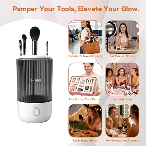Electric Makeup Brush Cleaner Machine 6500RPM Portable