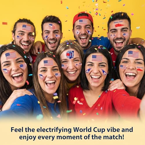 USA Soccer Face Stickers, 16 Sheets Temporary Tattoos