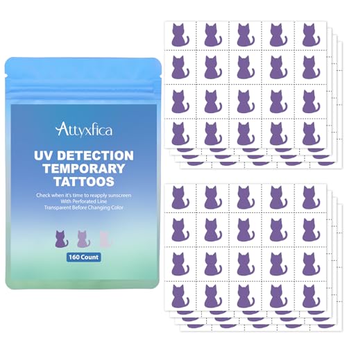 UV Detection Temporary Tattoos - 160 Count Sun Protection Reminder Stickers