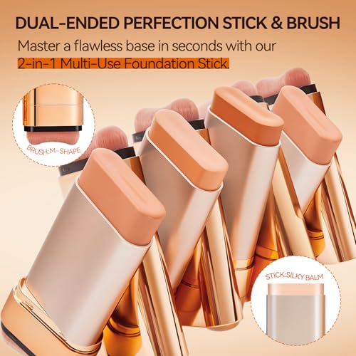 Korean Foundation Stick with Brush - Buildable Coverage, All Skin Types