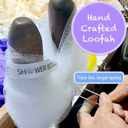 SHOWER BOUQUET Loofah-Charcoal Back-Scrubber 2-Pack // Long-Handle Bath-Sponge Brush/Extra Large Soft Mesh Loofa-Lufa-Loufa for Men & Women - Exfoliate with Full Pure Cleanse in Bathing Accessories