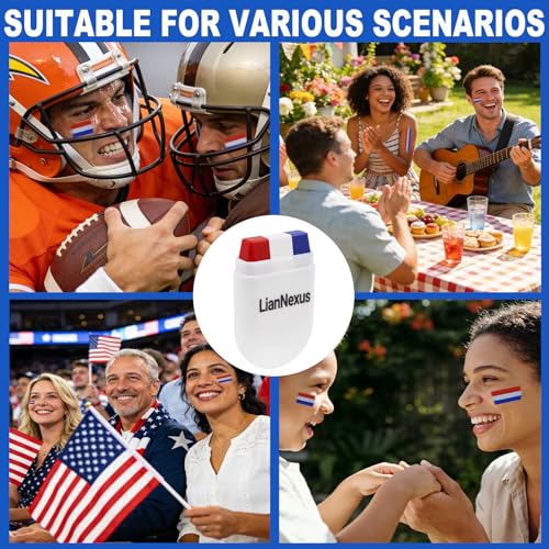 4Pcs Red White Blue Face Paint Sticks for Sports & July 4th