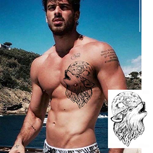 10 Sheets Large Wolf Temporary Tattoos for Men & Kids