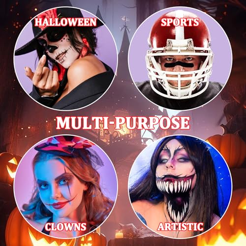 White Black Red Face Body Paint,Blendable Halloween Face Body Paint Clown Special Effects Makeup Kit,Highly Pigmented Washable Cream Body Painting for Halloween Clown Cosplay Theme Parties Costume