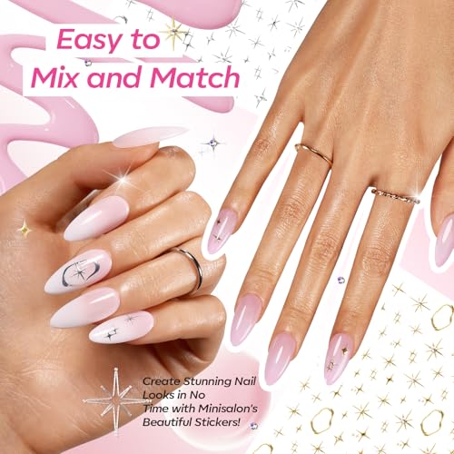 modelones A1-Pink French Tip Gel Nail Polish Set with 4 Colors & Nail Art Tools