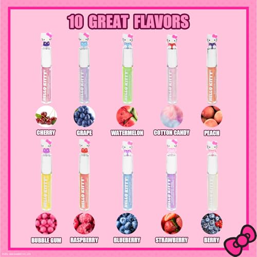 Hello Kitty Lip Gloss Set 10-Piece Plant Based Makeup for Girls