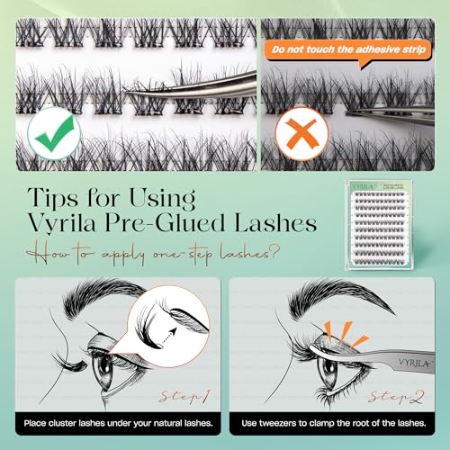VYRILA Self-Adhesive Lash Clusters 120pcs Pre-Glued 3D