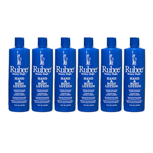 RUBEE Body & Hand Lotion - Pack of 6 Non-Greasy Lotion for Women & Men - 16oz for Extremely Dry Skin - Vitamin E Moisturizer