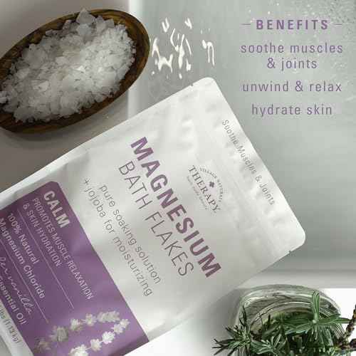 Village Naturals Therapy Calm Magnesium Bath Flakes, Lavender Vanilla Scent, 2.5 lbs