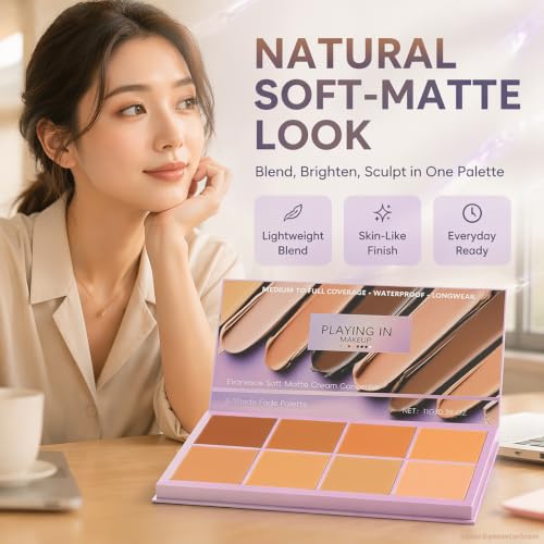 Soft Matte Cream Concealer Palette - 8 Shades Full Coverage