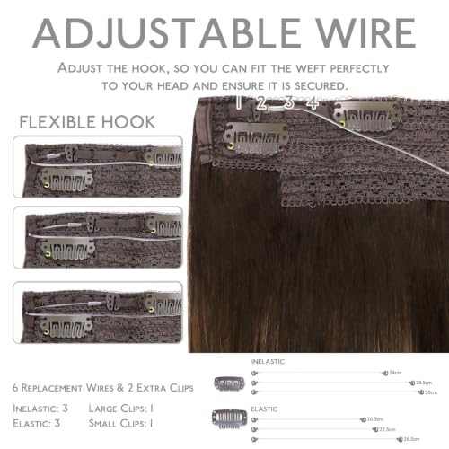 Wennalife Balayage Dark Brown Mixed Chestnut 12in 70g Wire Hair Extensions Real Remy