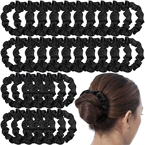 WILLBOND 30 Pcs Black Satin Hair Scrunchies for Women