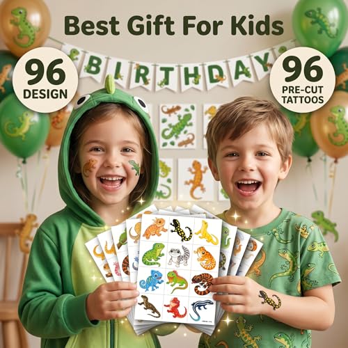 96 Lizard Temporary Tattoos for Kids | Vibrant Designs