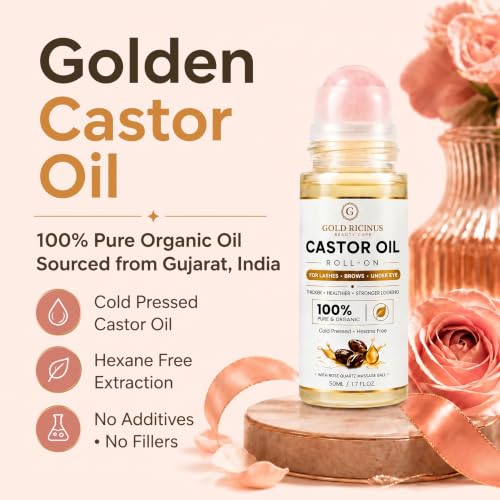 Organic Castor Oil Rose Quartz Roller Ball 50ml