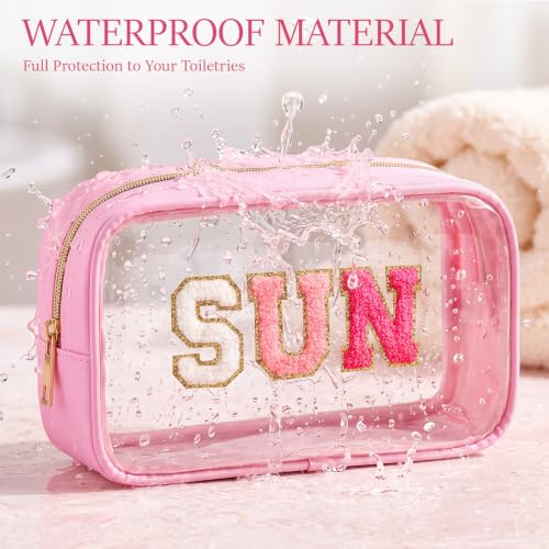 Clear Makeup Bags with Zipper 10 Pack in 5 Gradient Pink