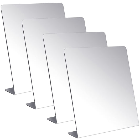 Amyhill 4 Pcs Counter Top Mirror Freestanding Mirror Single Sided Acrylic Desk Glass for Tabletop Bedroom, Office, Bathroom, Dorm, Home (8.5 x 11 Inch)
