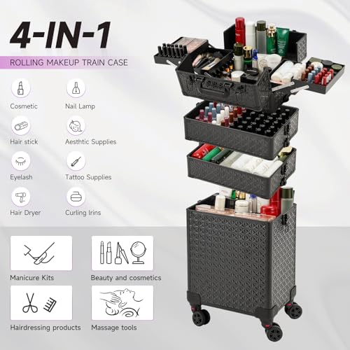 Professional Rolling Makeup Case with Wheels - Beauty Trolley