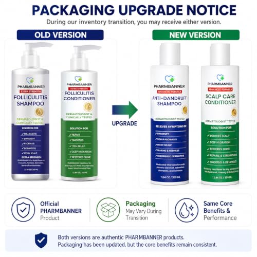 PHARMBANNER OTC Medicated Dandruff Shampoo & Conditioner Set 11.84 fl oz (Pack of 2) Tea Tree