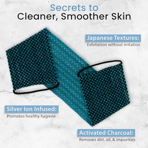 Charcoal Silver Ion Exfoliating Washcloth with Handles