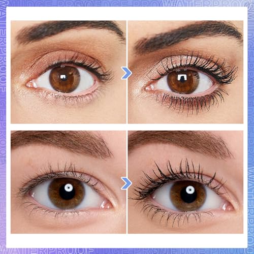 SACE LADY Black Mascara, Waterproof Volume Lengthening Eyelashes Mascara, Long Wearing Natural-Looking Smudge-Proof No Clumping Eye Makeup