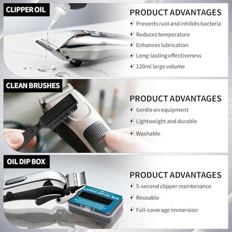 BarberTop Hair Clipper Oil Set with Brush and Dip Box