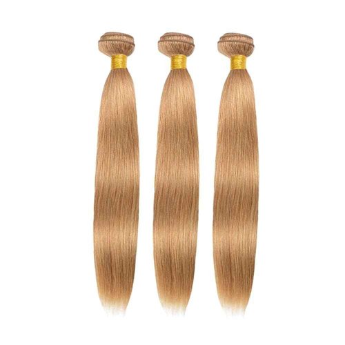 #27 Honey Straight Human Hair Bundles 3 Bundles Straight Hair Brazilian Virgin Human Hair Extensions Unprocessed Hair Bundles for Women 14 16 18 Inch