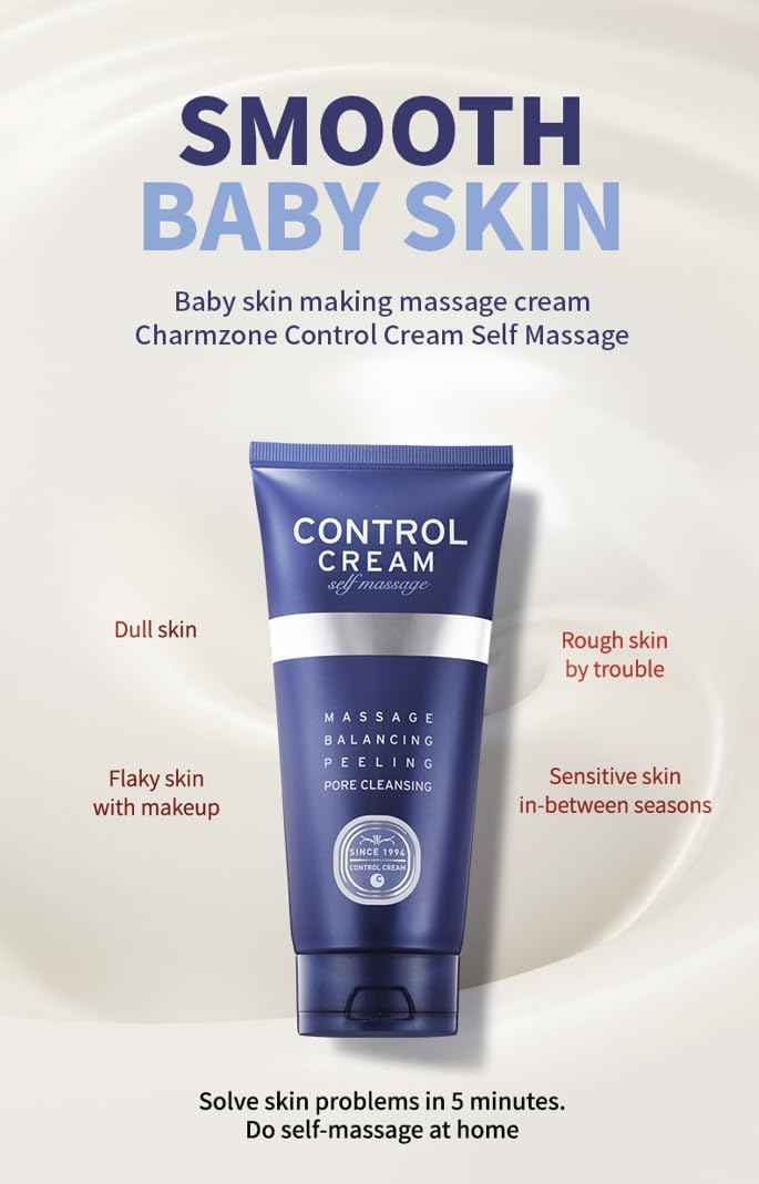 CHARMZONE Control Cream | Korean Face & Body Massage Cream for Gentle Exfoliation, Sebum & Pore Care, Deep Hydration, Smooth Radiant Skin, Professional K-Beauty Self-Massage | 5.07 oz