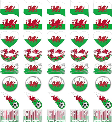 Wales Flag Temporary Tattoos 40 Sheets for Football Fans