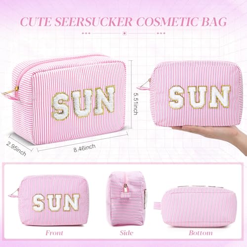 Sanwuta Seersucker Cosmetic Bag - Stylish Travel Organizer