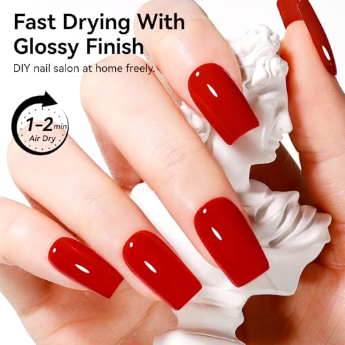 Red Nail Polish with Castor Oil - Fast Dry, Vegan