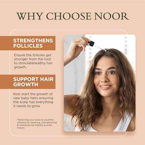 NOOR HAIR Growth Serum From African Olives, for Women and Hair Loss Treatment for Frizzy and Damaged, For Thicker and Healthier- Natural Vitamins Argan Oil