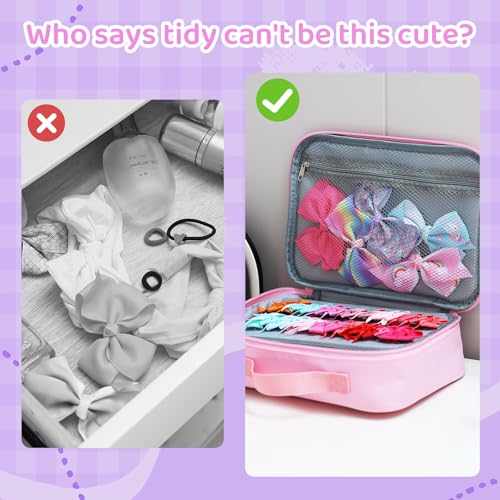 Pink Unicorn Bow Organizer for Girls Hair Clips