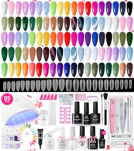 Beetles Gel Polish Nail Tips Kit - 256pcs Square Short with 35 Colors