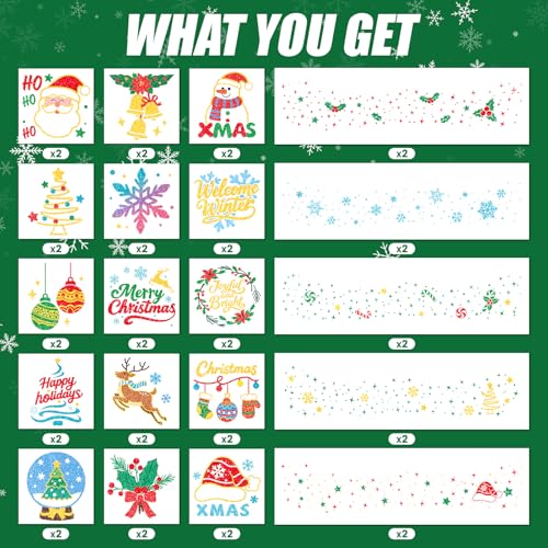 Cerlaza Christmas Decorations, Glitter Freckles Face Tattoos, Christmas Temporary Fake Tattoo Stickers for Adults, Xmas Accessories, Holiday Outfits for Women, Party Favors, Stocking Stuffers