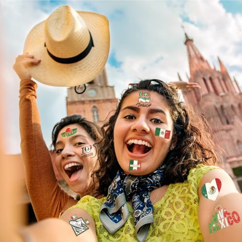 120 Pcs Mexican Independence Day Glitter Temporary Tattoos